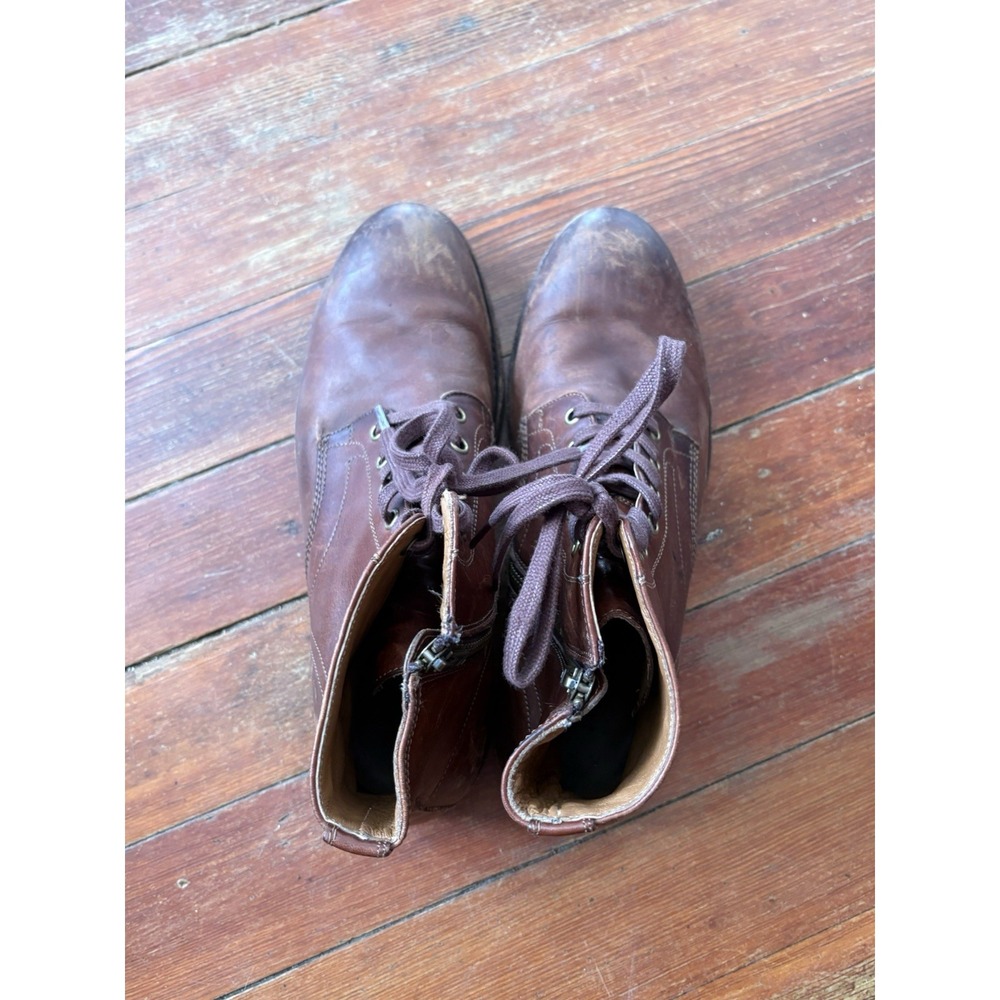 FRYE Tyler Flex Lace Up Boots Brown Suede Men's 10 M Side Zip Leather Patina - Picture 5 of 11